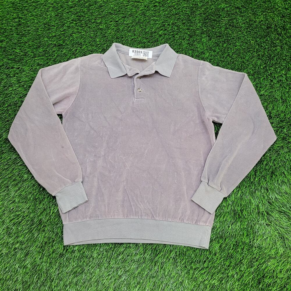 Vintage 80s MOD Velour Collared Sweater Womens S/M 19x23 Crop